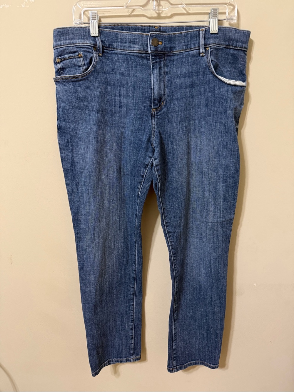 Ann Taylor Factory Petite Blue Denim Jeans 12 lived in feel soft euc